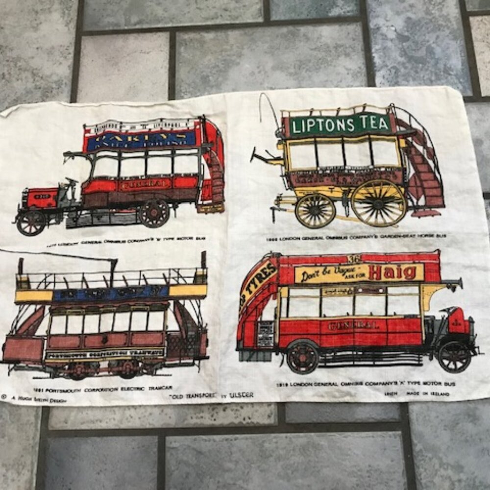 Irish Linen Towel Vtg. London Transportation